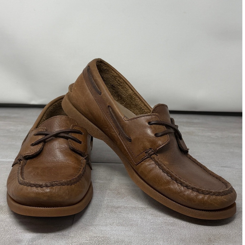 Sperry Top-Sider Mens‎ Brown Leather Boat Shoes STS24957 Size 8 Classic Nautical